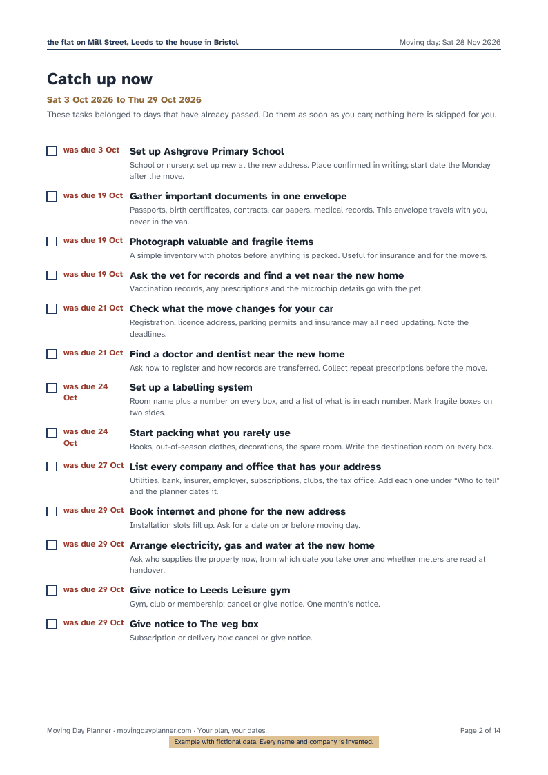 Example page: catch up now